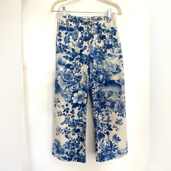 Maeve Blue Floral Cropped Pants - Picture 10 of 11